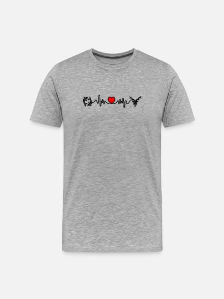 Herzfrequenz Cardio Fische Steinbock - Männer Premium Bio T-Shirt - Grau meliert