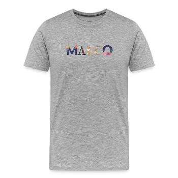Le nom MARCO décoré de fleurs - T-shirt bio Premium Homme - gris chiné - Devant - Damien (186cm)