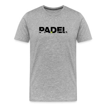Icônes PADEL – Addiction au terrain ! Écrase-le - T-shirt bio Premium Homme - gris chiné - Devant - Damien (186cm)