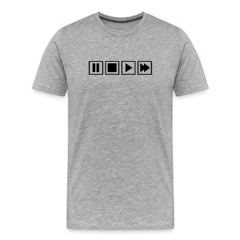 Retro Fernbedienung  Tasten Oldschool Minimalist - Männer Premium Bio T-Shirt - Grau meliert - Vorne - Damien (186cm)