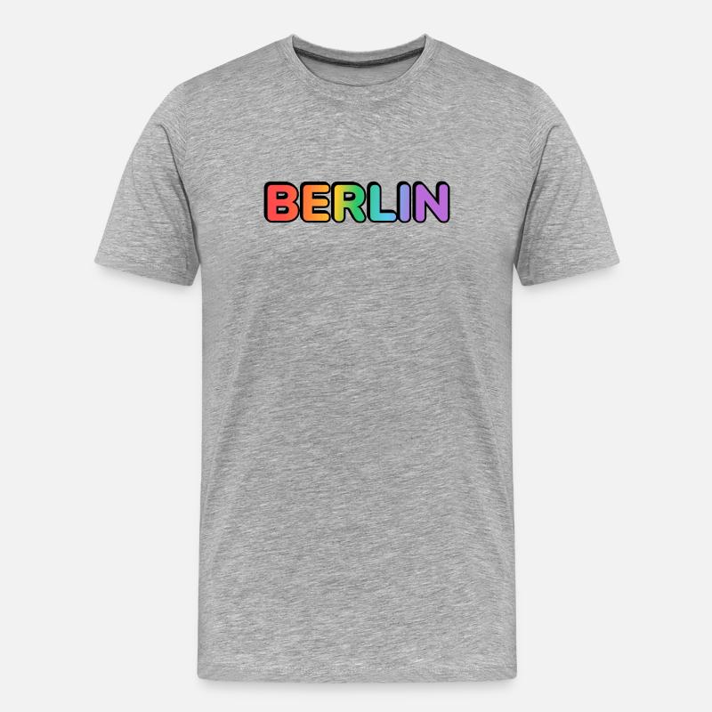 Berlin Rainbow Gradient Letters LGBT - Männer Premium Bio T-Shirt - Grau meliert