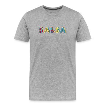Salsa Rueda Latino cool positive logo - Men's Premium Organic T-Shirt - heather grey - Front - Damien (186cm)