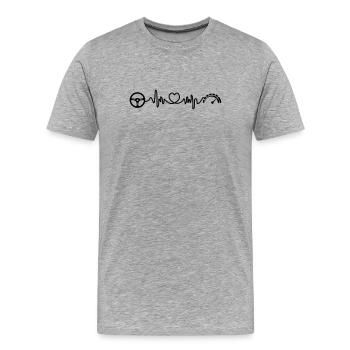 Cardio-Herzfrequenz eines Sportwagens mit Tacho - Männer Premium Bio T-Shirt - Grau meliert - Vorne - Damien (186cm)