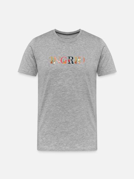Le nom INGRID est fleuri - T-shirt bio Premium Homme - gris chiné