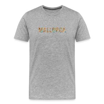 Mallorca Typography with Mediterranean Architecture - Men's Premium Organic T-Shirt - heather grey - Front - Damien (186cm)