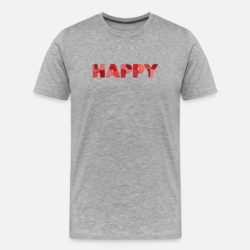 HAPPY Patchwork Stickerei Neuster Trend - Männer Premium Bio T-Shirt - Grau meliert