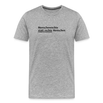 Menschenrechte Spruch Block - Männer Premium Bio T-Shirt - Grau meliert - Vorne - Damien (186cm)