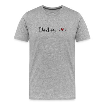 Doctor - Männer Premium Bio T-Shirt - Grau meliert - Vorne - Damien (186cm)