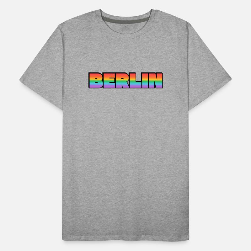 Berlin Rainbow Gradient Text LGBT Men's Premium Organic T-Shirt