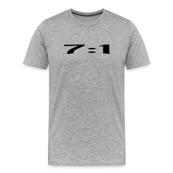7:1, un score parfait - T-shirt bio Premium Homme - gris chiné - Devant - Damien (186cm)