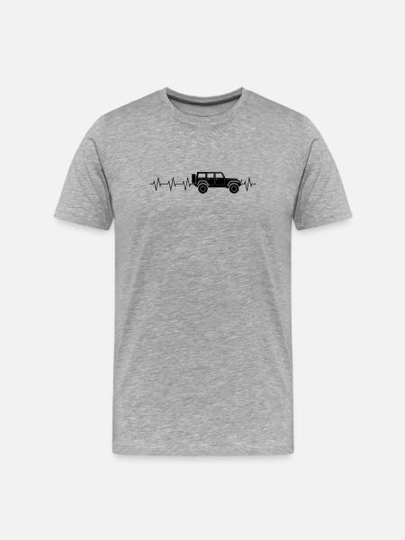 Jeep-Heartbeat - Männer Premium Bio T-Shirt - Grau meliert