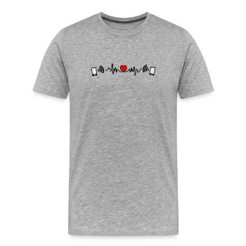 Smartphone heart rate with online connection of two - Men's Premium Organic T-Shirt - heather grey - Front - Damien (186cm)
