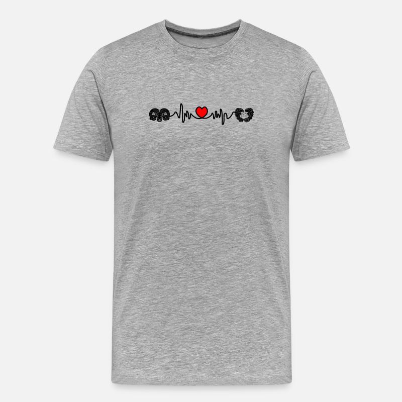 Herzfrequenz Cardio Widder Zwillinge - Männer Premium Bio T-Shirt - Grau meliert