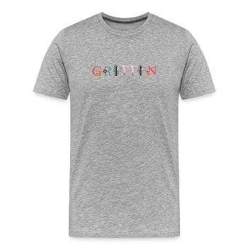 GRIFFIN Name Art With Flowers Embroidered - Men's Premium Organic T-Shirt - heather grey - Front - Damien (186cm)