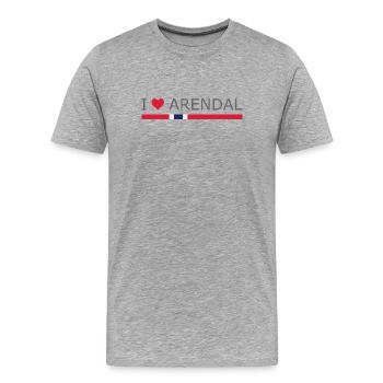J’aime Arendal - Norvège - Norvège - Norvège - T-shirt bio Premium Homme - gris chiné - Devant - Damien (186cm)