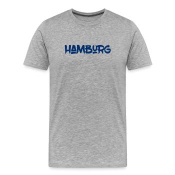 Hamburg - Hansestadt - Alster - Elbe - Hafen - Männer Premium Bio T-Shirt - Grau meliert - Vorne - Damien (186cm)