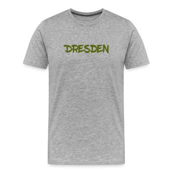 Dresden - Sachsen - Frauenkirche - Zwinger - Elbe - Männer Premium Bio T-Shirt - Grau meliert - Vorne - Damien (186cm)
