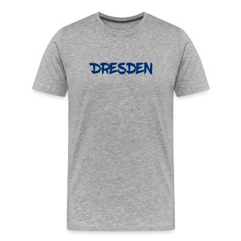 Dresden - Sachsen - Frauenkirche - Zwinger - Elbe - Männer Premium Bio T-Shirt - Grau meliert - Vorne - Damien (186cm)