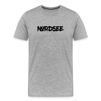 Mer du Nord - mer de Wadden - Marées - mer d’Allemagne - T-shirt bio Premium Homme - gris chiné - Devant - Damien (186cm)