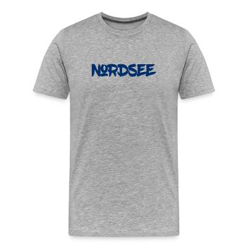 Mer du Nord - mer de Wadden - Marées - mer d’Allemagne - T-shirt bio Premium Homme - gris chiné - Devant - Damien (186cm)