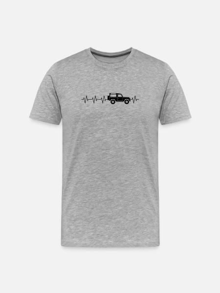 Defender-Heartbeat - Männer Premium Bio T-Shirt - Grau meliert