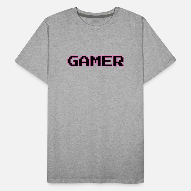 Retro Gamer Pixel Text Männer Premium Bio T-Shirt