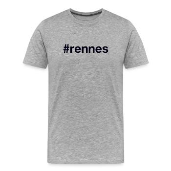 RENNES Hashtag France - Männer Premium Bio T-Shirt - Grau meliert - Vorne - Damien (186cm)