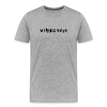 VibeCoder Glitch Neon - Men's Premium Organic T-Shirt - heather grey - Front - Damien (186cm)