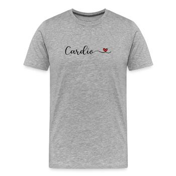 Cardio avec un cœur - T-shirt bio Premium Homme - gris chiné - Devant - Damien (186cm)