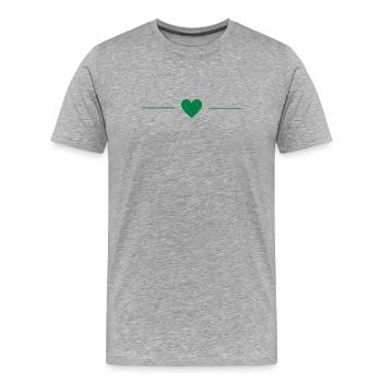 Grünes Herz | Minimal Love Design - Männer Premium Bio T-Shirt - Grau meliert - Vorne - Damien (186cm)
