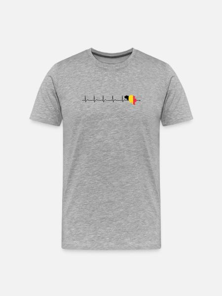 Heartbeat belgium flag - Men's Premium Organic T-Shirt - heather grey