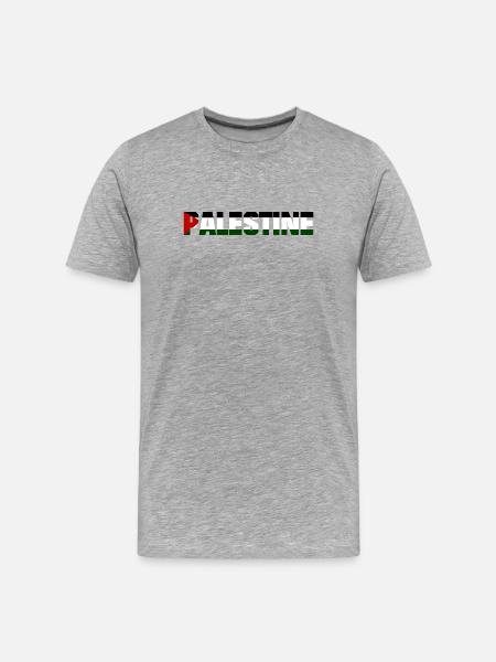 Palestine Lettering Design Flag - Men's Premium Organic T-Shirt - heather grey