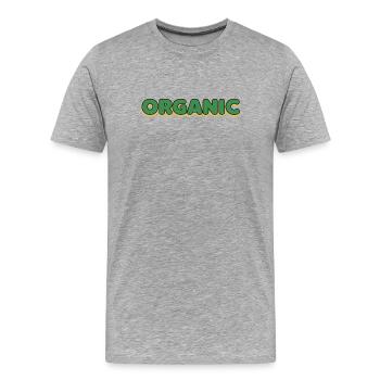 Organische Grün-Gelb Schriftlogo - Männer Premium Bio T-Shirt - Grau meliert - Vorne - Damien (186cm)