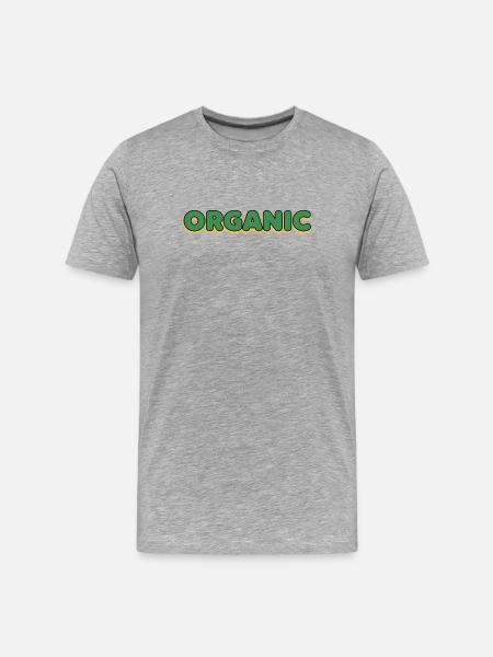 Organic Green Yellow Font Logo - Men's Premium Organic T-Shirt - heather grey