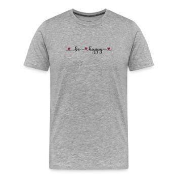 Soyez heureux - T-shirt bio Premium Homme - gris chiné - Devant - Damien (186cm)