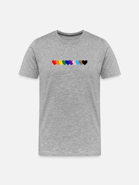 Rainbow Hearts Pride - Men's Premium Organic T-Shirt - heather grey