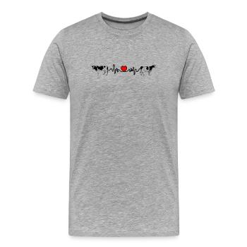Cardio fréquence cardiaque vaches - T-shirt bio Premium Homme - gris chiné - Devant - Damien (186cm)