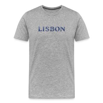 Lettrage des ornements Lisbon Blue - T-shirt bio Premium Homme - gris chiné - Devant - Damien (186cm)