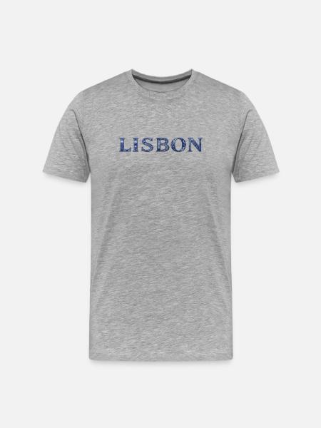 Lisbon Blue Ornament Lettering - Men's Premium Organic T-Shirt - heather grey