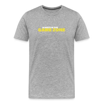 ZONE DE JEU - T-shirt bio Premium Homme - gris chiné - Devant - Damien (186cm)