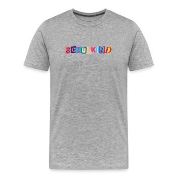 Kunterbuntes Schulkind Logo - Jetzt Schulkind - Männer Premium Bio T-Shirt - Grau meliert - Vorne - Damien (186cm)