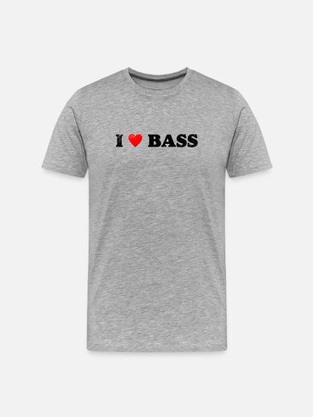 Ich liebe Bass - Männer Premium Bio T-Shirt - Grau meliert