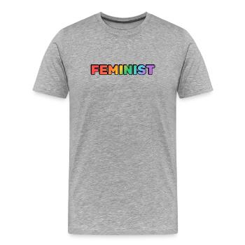 FEMINISTISCHER Regenbogen - Männer Premium Bio T-Shirt - Grau meliert - Vorne - Damien (186cm)