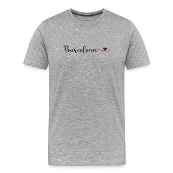 J’adore le Cadeau Cœur de Barcelone - T-shirt bio Premium Homme - gris chiné - Devant - Damien (186cm)