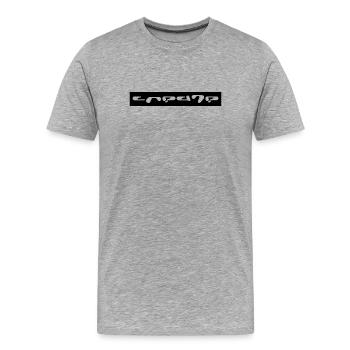 Fantasy font white on black graphic description - Men's Premium Organic T-Shirt - heather grey - Front - Damien (186cm)