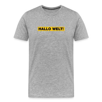 Hallo Welt! - Männer Premium Bio T-Shirt - Grau meliert - Vorne - Damien (186cm)