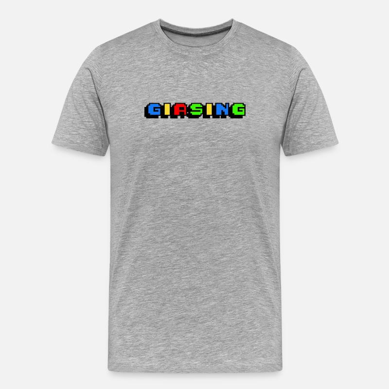 Giasing Pixel Giesing München 089 Minga - Männer Premium Bio T-Shirt - Grau meliert