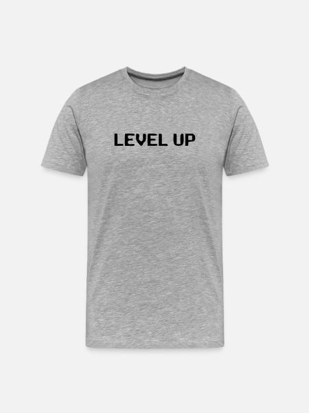 Niveau de lettrage 8 bits - T-shirt bio Premium Homme - gris chiné