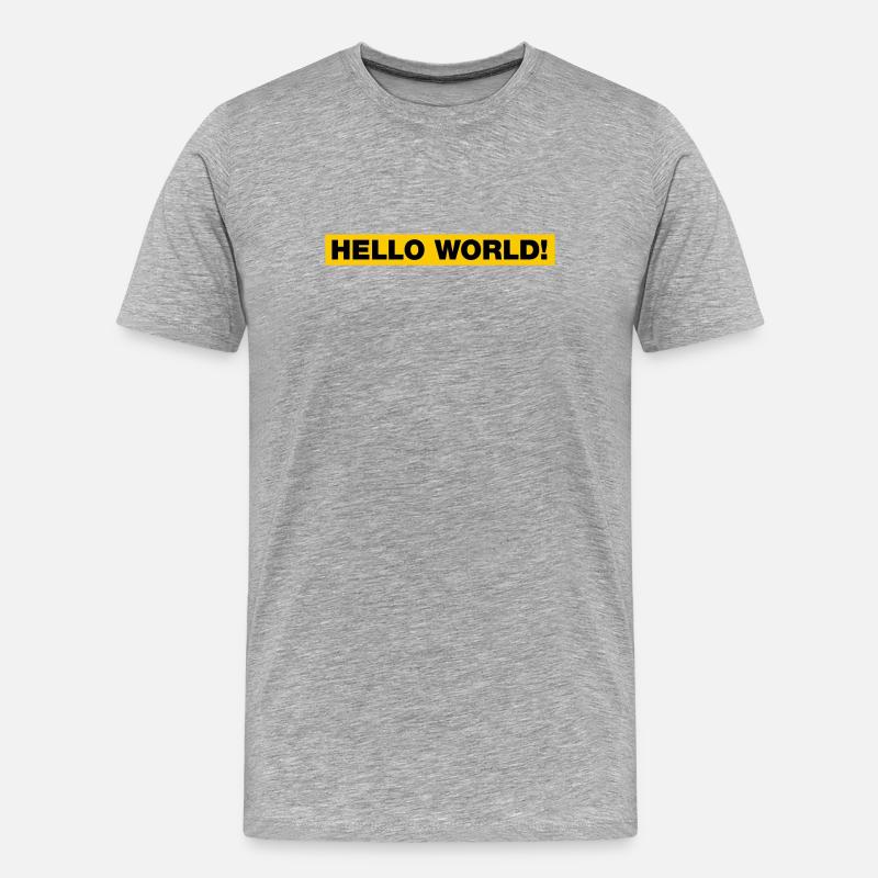 Hello World! - Männer Premium Bio T-Shirt - Grau meliert