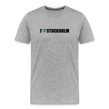 I love Stockholm Schweden - Männer Premium Bio T-Shirt - Grau meliert - Vorne - Damien (186cm)